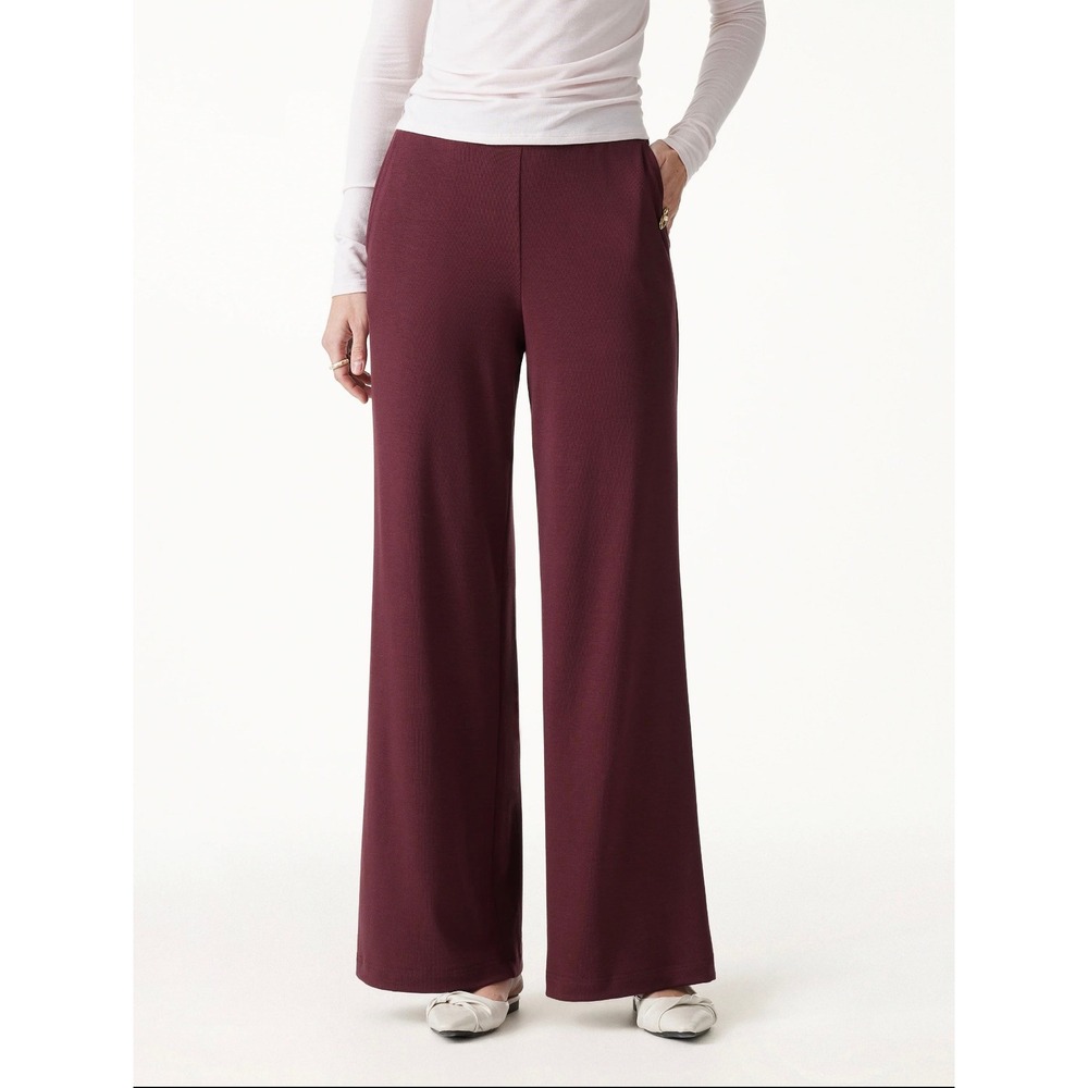 OGL Lyocell Wool Mid Rise Wide Leg Pull-on Pant Pockets Ruby Berry S NEW